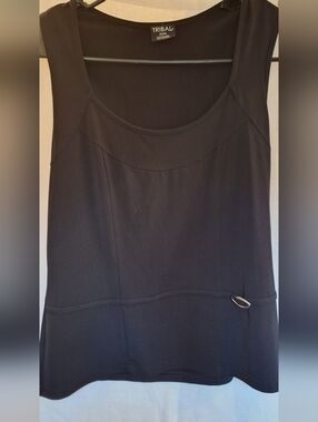 Tribal Black Sleeveless Top Medium Minimalist Career Casual